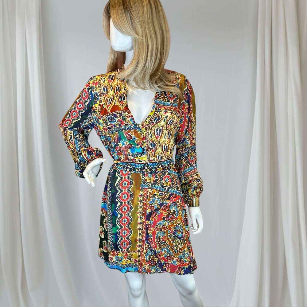 Zara Blue and Orange Wrap Sundress with Bishop Sleeves NWOT - Picture 10 of 10